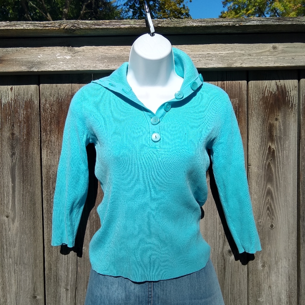 Talbot's Rib Knit Polo Sweater Sz S
